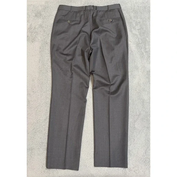 ERMENEGILDO ZEGNA Micronsphere Trousers 34x31 Gray Flat Front Dress Pants